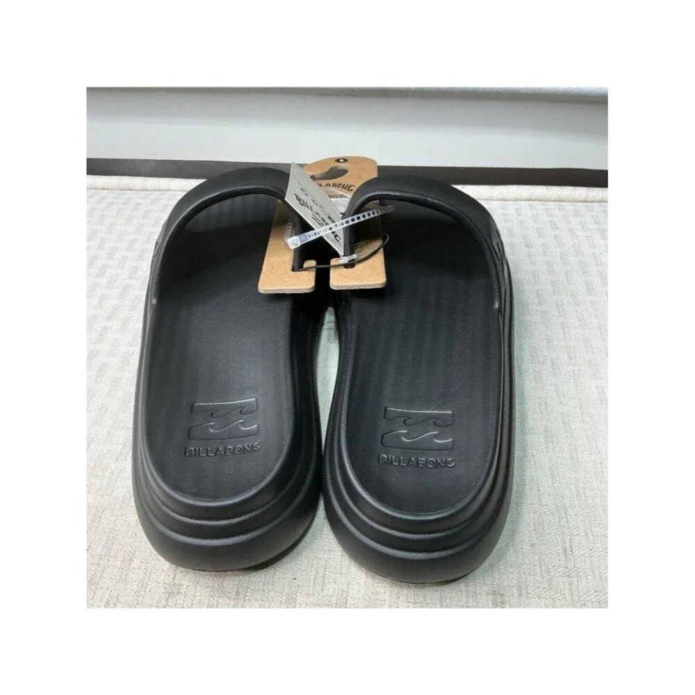 Billabong Women Size 8 Black Platform Cushion Slides Sandal Comfort Shoe NEW
